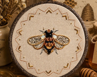 Kit de bordado con cuentas de abeja reina, sueño de miel