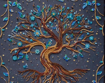 Bead Embroidery Kit - World Tree Beaded - Needlepoint Kit
