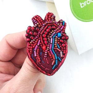 Embroidery kit - DIY Beaded Heart, Anatomical Heart, Medical Brooch, DIY Craft Kit, Bead brooch kit, DIY Jewelry kit