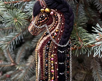 Kit de bordado con cuentas: broche de caballo, kit de joyería DIY, bordado con cuentas del Año del Caballo, broche de animal con cuentas