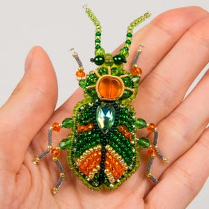 Insect Brooch, Bead Embroidery Kit, Bug Embroidery, DIY Jewelry kit