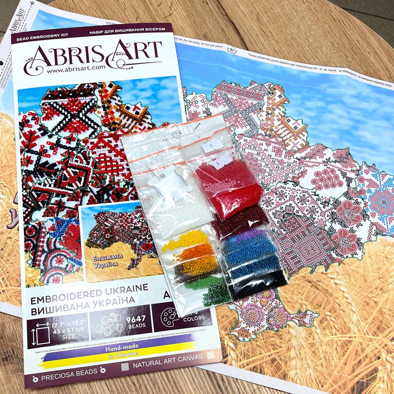Ukrainian Embroidery Map Bead Kit – Vyshyvanka Ukraine, Folk Art Beading Kit image 10