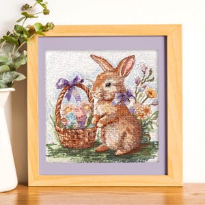 Cross Stitch Kit - Easter Bunny, Spring Rabbit, Needlepoint, DIY Craft KIT