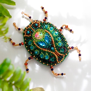Insect brooch, bead embroidery kit, bug embroidery