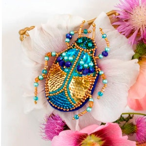 Bead Embroidery Kit Insect, DIY Craft kit, Bug Needlework Beading, Handmade Brooch