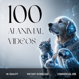Pacote com 100 vídeos de animais gerados por IA | Conteúdo de animais selvagens e de estimação com IA para Reels e TikTok Shorts | Pacote de imagens de animais geradas por IA