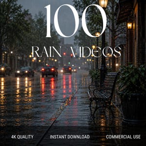 Pacchetto di 100 video sulla pioggia / Filmati rilassanti della natura per Reels, TikTok e Shorts / Pacchetto di contenuti B-roll sulla pioggia