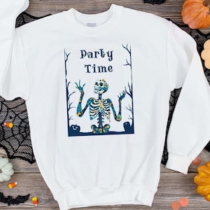 Halloween Dancing Skeleton png Digital Halloween Sweatshirt png Retro Skeleton T Shirt Instant Download Spooky Season Shirts Sublimation