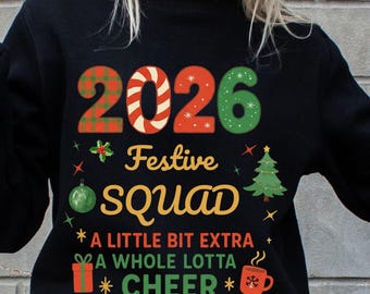 Festive Squad Family Christmas Sweatshirt, Matching Family Christmas Shirts, Retro Christmas Crew Holiday Png