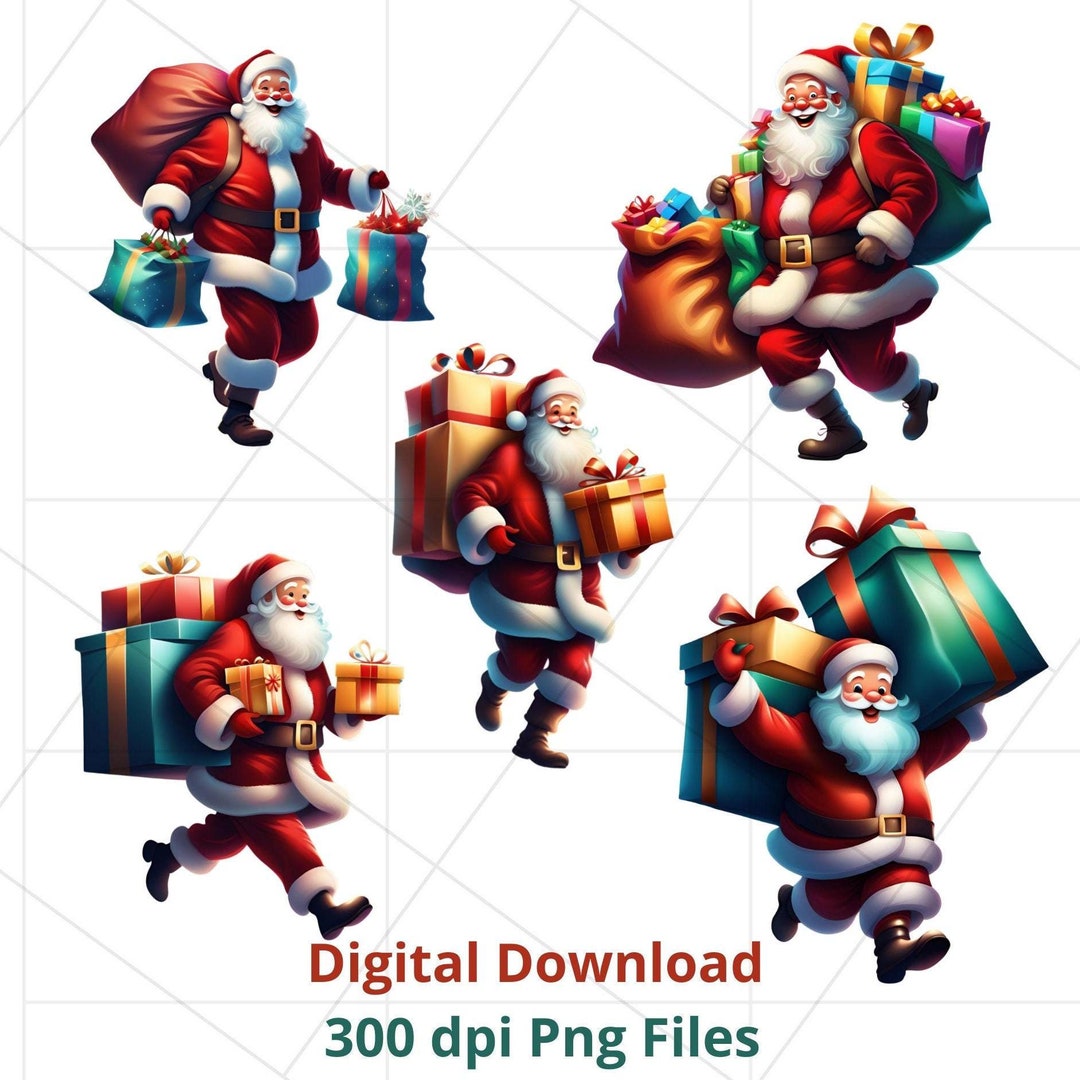 Santa Claus Clipart: Christmas PNG Bundle (digital Download) - Etsy