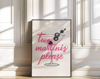Martini wall art cocktail poster Dirty Martini Art Print  Girly Wall Art Drink Poster 8 ball poster eight ball wall art