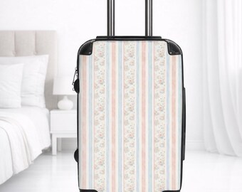 Floral Coquette Pink Suitcase suitcase | Vintage Floral Travel Luggage | Aesthetic Suitcase luggage
