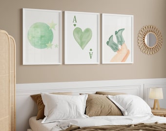 Sage green wall art 3 piece wall art sage green room decor dorm wall art southwest wall art three piece wall art disco ball wall art