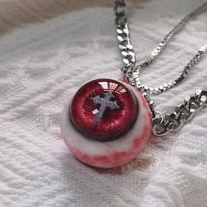 Handmade resin eyeball jewelry, cross eyeball necklaces, gothic charms, personalized DIY custom eye prints, Adjustable Pupil Design