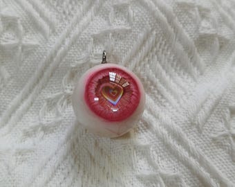 Handmade resin eyeball jewelry, Laser Love eyeball necklaces, gothic charms, personalized DIY custom eye prints
