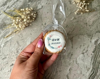 Personalized Wedding Cookie Favors – Custom Initials and Date – Elegant Edible Guest Gifts for Weddings & Parties