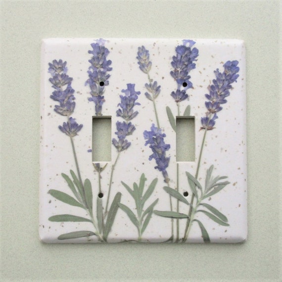 Metal Light Switch Plate Cover Lavender Flowers Purple Grey Floral Home Decor