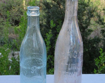 2 antique Trenton NJ soda beer BOTTLES Star Bottling, Mercer Bottling New Jersey Glass Bottle