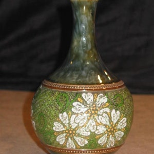 Art Noveau Royal Doulton Lambeth Stater applied floral VASE