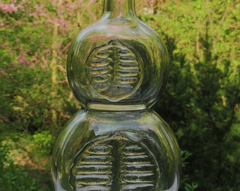 Severin Brorby Hadeland Norway Scandinavian mid century smokey charcoal art glass hour glass Bottle or Vase