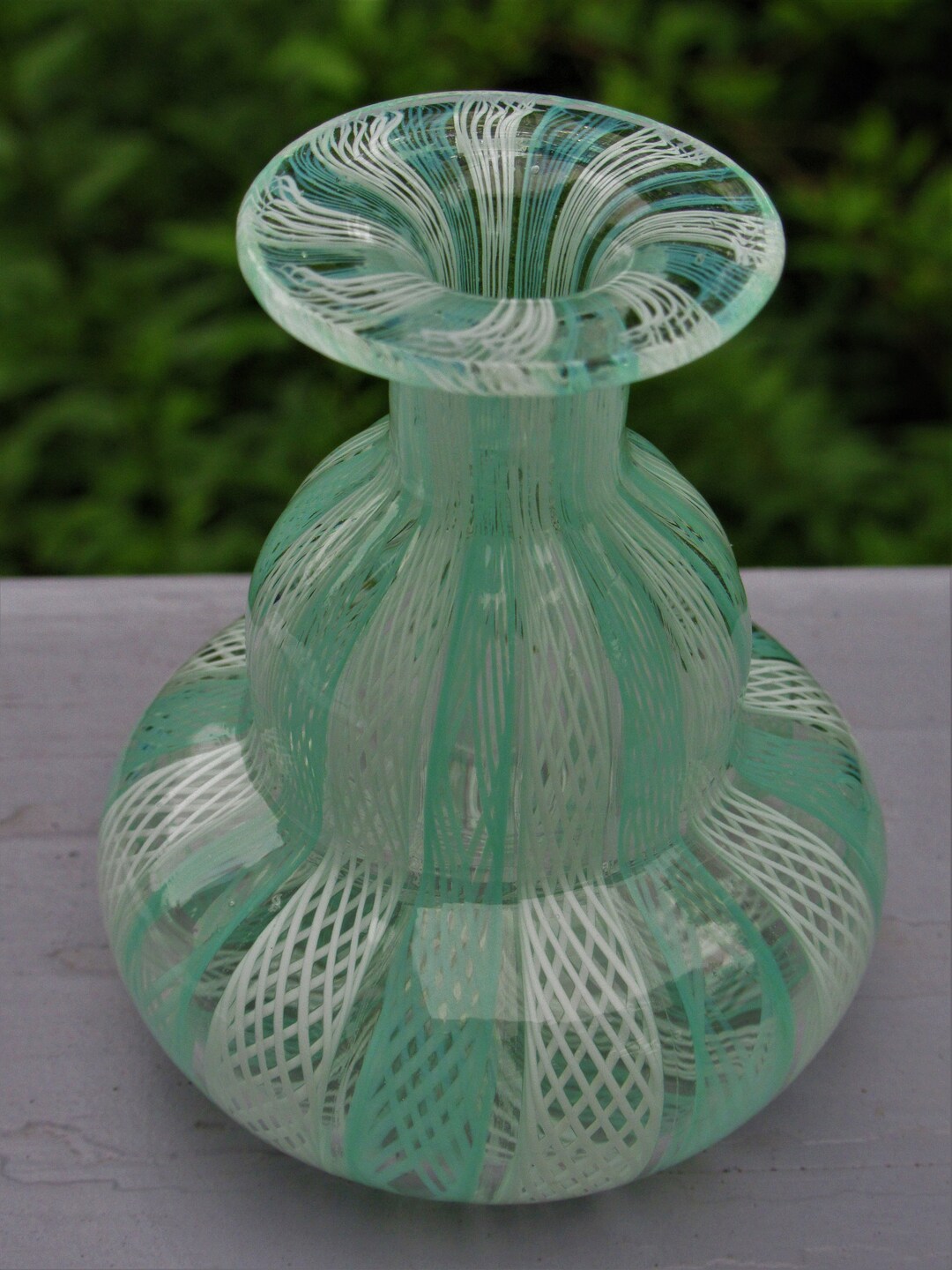 Murano Art Glass Mini VASE Small Gourd Shaped Latticino Blown Etsy