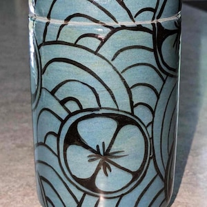 Sally Jaffee art pottery studio artist Modern Floral design vintage lidded Jar or Canister