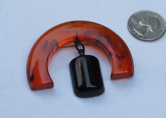 Bakelite half circle root beer amber impressive m… - image 1