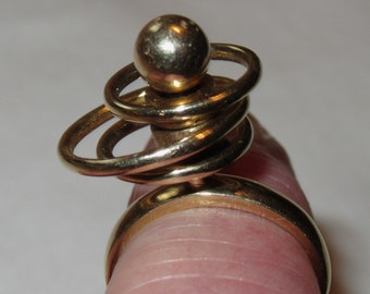 Norman Teufel 14k gold Kinetic Spinner Ring therapeutic spin rings 1970's