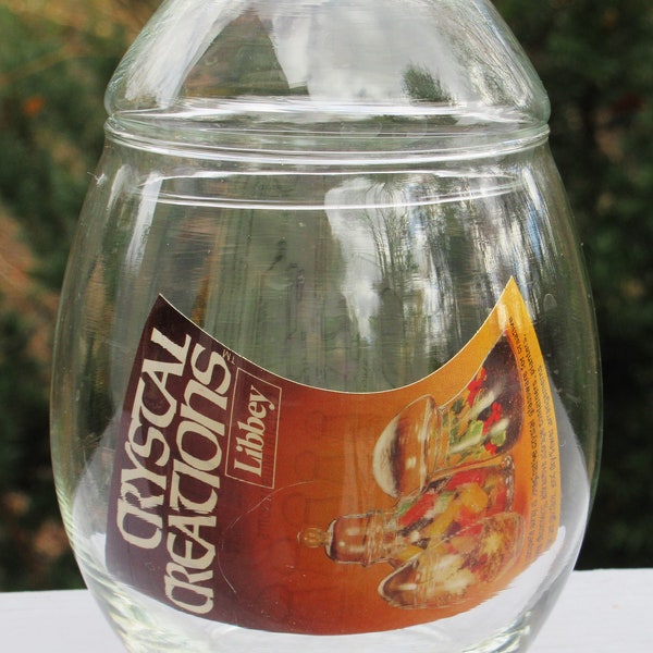 Libbey Crystal Creations glass egg shaped vintage Terrarium canister jar with original insert like new