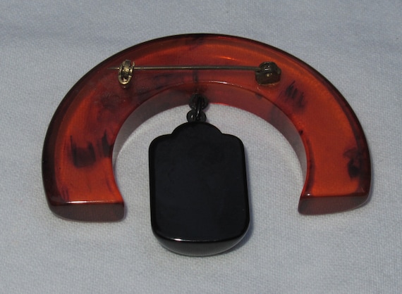 Bakelite half circle root beer amber impressive m… - image 3