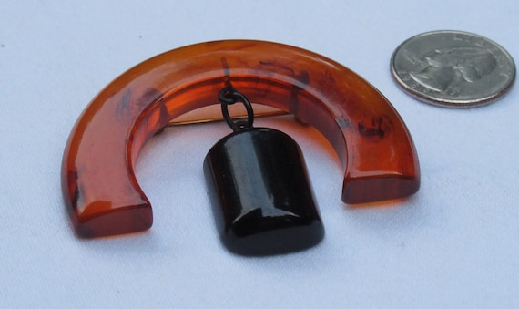 Bakelite half circle root beer amber impressive m… - image 4