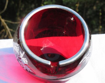 Victorian Maiden　リラックスレーシーボンネット　ボルドー Viking Glass Ruby Red With Sterling Silver Floral Overlay