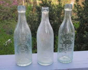 3 antique NJ soda beer BOTTLES Cawley Somerville, Eastern Bottling Plainfield, Hensler New Brunswick New Jersey Glass Bottle