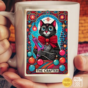 Crafter tarot PNG, tarot christma, crafter tarot, tarot miłośników kotów, prezent dla rzemieślników, projekt tarota dla kotów, prezent dla artysty, słodki tarot dla kotów