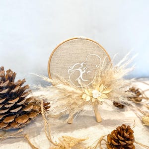 Annonce naissance/ couronne fleurs séchées pour annoncer une naissance/ carte bienvenue bébé/ souvenir naissance fleurs séchées/