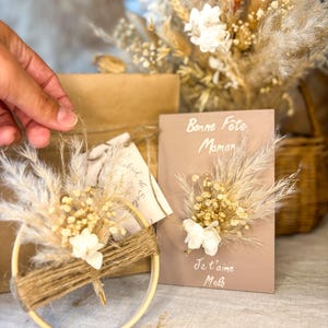 Coffret cadeau personnalisé bonne fête Maman/ cadeau fête des mères / carte fleuri + suspension fleurs séchées/ cadeau sentimental