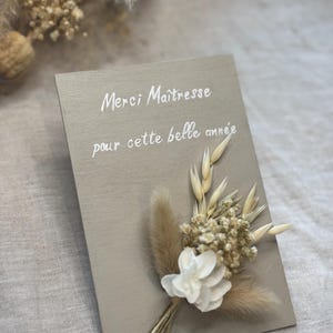Carte fleurie personnalisée/ carte maîtresse nounou/ cadeau fleurs séchée/ carte de remerciement/carte anniversaire- baptême-mariage