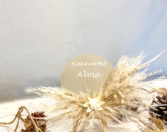 Carte naissance prénom/ Carte bienvenue bébé / carte il était une fois/ carte étape personnalisée/ Cartes bois fleurs séchées personnalisée
