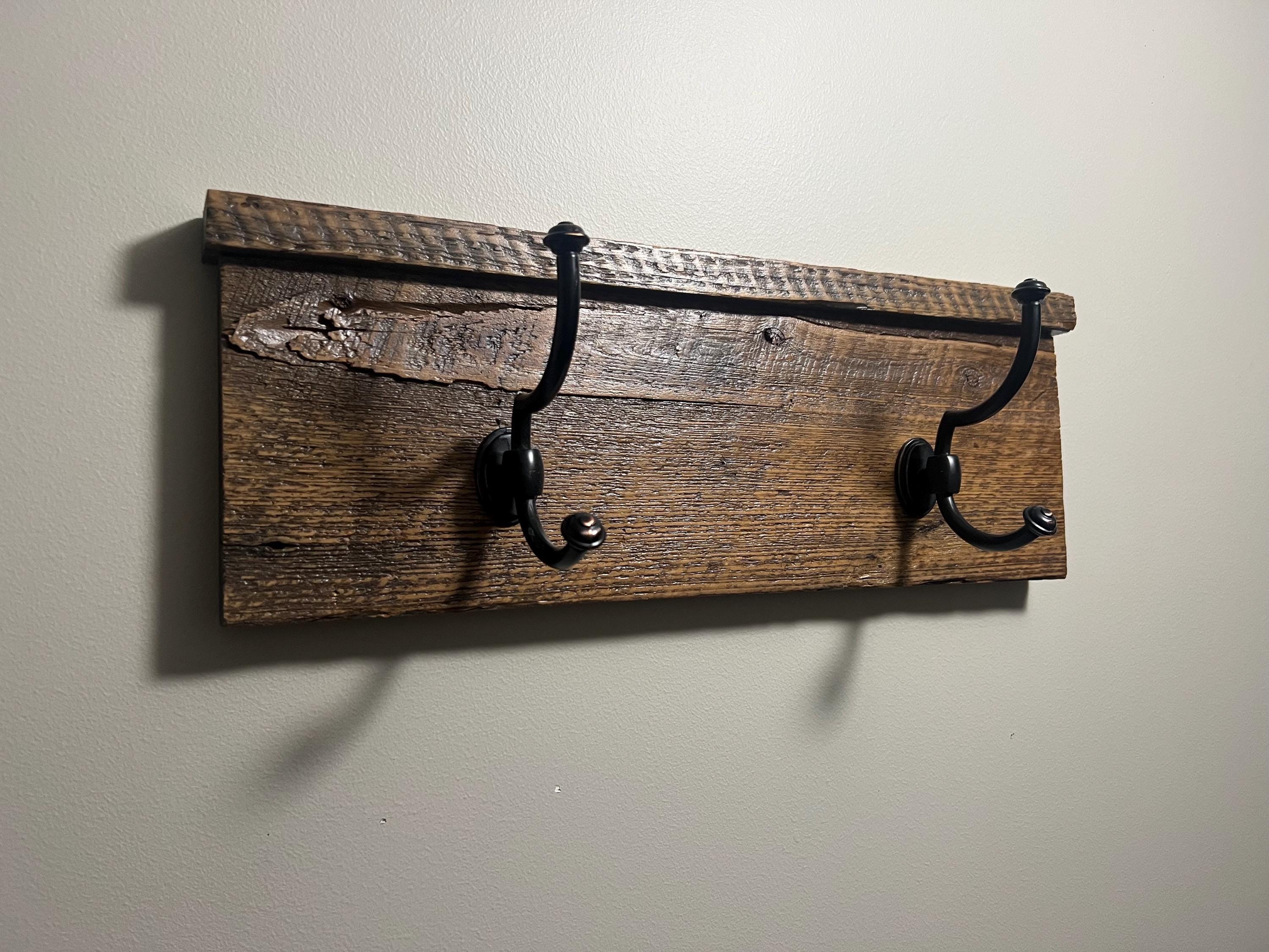 Porte-manteaux 6 crochets TRIANA en métal et bois, noir