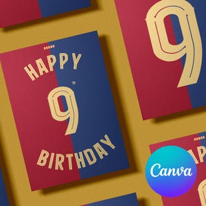 Carte d'anniversaire personnalisable | Carte d'anniversaire football | Fichier numérique | Modèle Canva