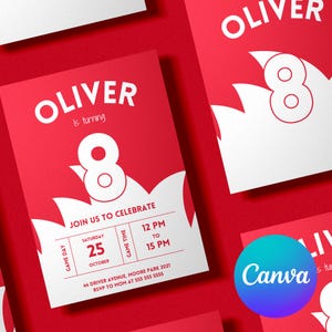 Personalisierte Einladung | Canva-Vorlage | Geburtstagskarte | Inspiriert von einem Sydney Club