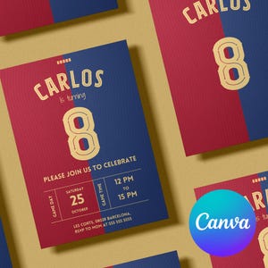 Anpassbare Fußballkarte | Fußball-Geburtstagseinladung | Digitale Datei | Canva-Vorlage