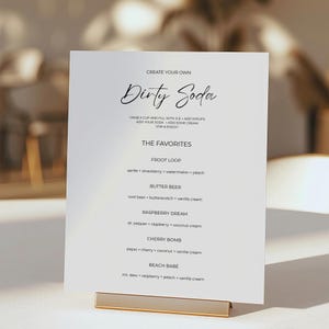 Customizable Dirty Soda Bar Sign, Soda Bar Menu For Graduations, Weddings, Baby Showers, Bridal Showers, Soda Bar Recipe & Instructions