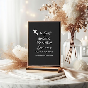 Graduation Candy Bar Sign Editable Template, Printable A Sweet Ending To A New Beginning Sign, Grad Dessert Bar Sign, Grad Decor, GRAD01