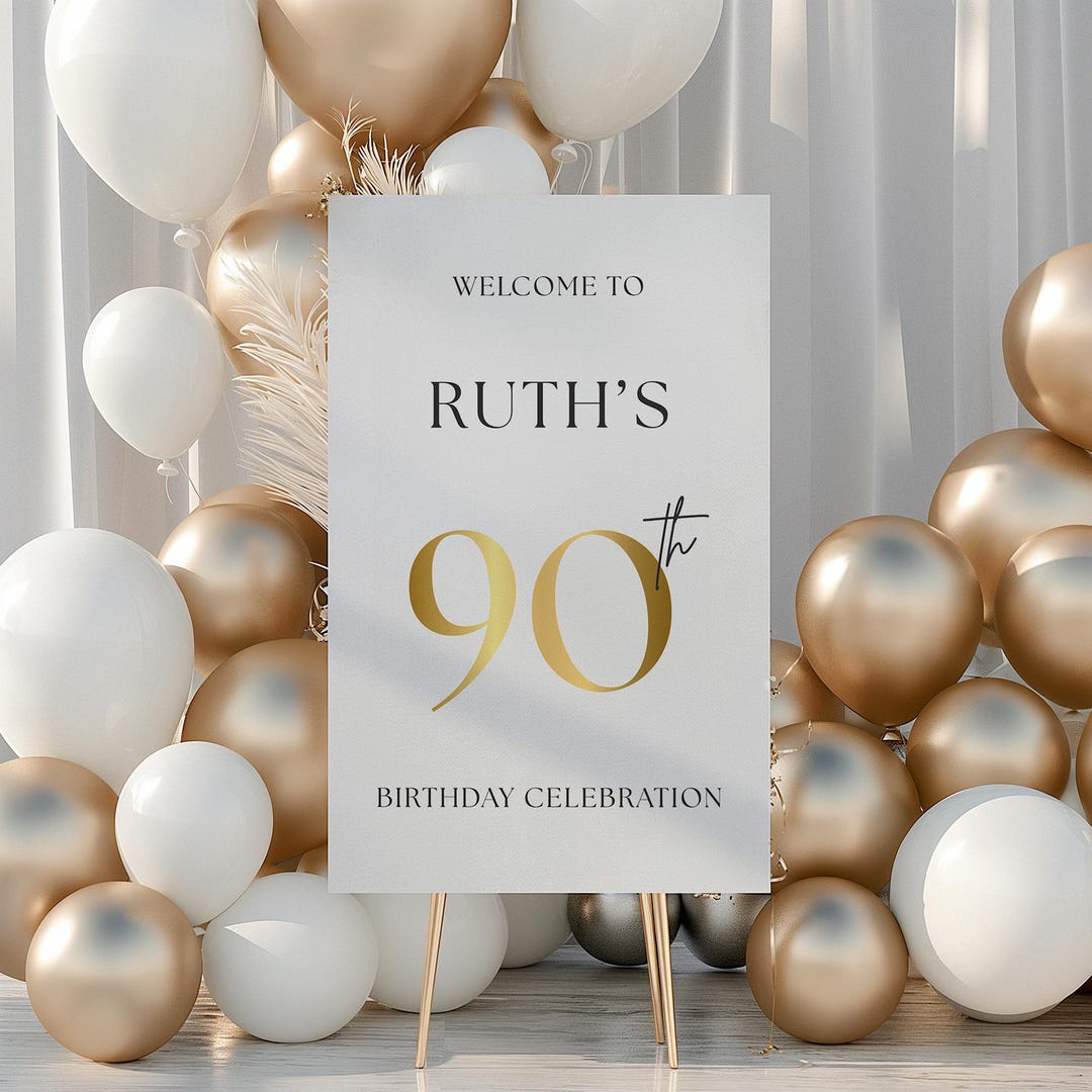 90th Birthday Welcome Sign Template | Printable 90th Birthday Party ...