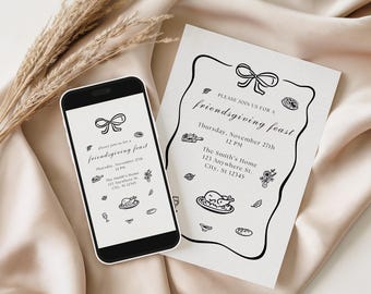 Friendsgiving Dinner Invitation Template | Printable Thanksgiving Invite | Fall Party Invite
