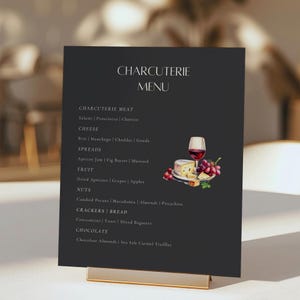 Customizable Charcuterie Menu Sign: Wedding, Shower Template (Digital Download)