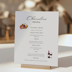 Cartello personalizzabile per menù salumi, modello per menù salumi matrimonio, cartellonistica salumi per addio al nubilato, cartellonistica salumi baby shower