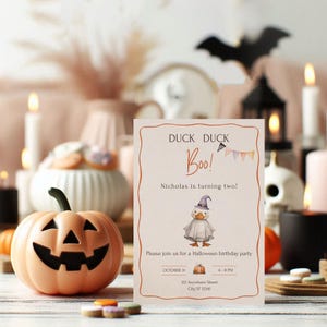 Printable Halloween Goose Birthday Invitation, Editable Kids Halloween Invite, Digital Silly Goose Invitation, Halloween Duck Party Template