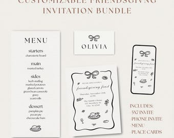Friendsgiving Invitation Template Bundle | Editable Thanksgiving Dinner Invite